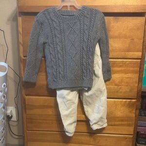 Carter's Gray Cable Knit Sweater and Cream Joggers